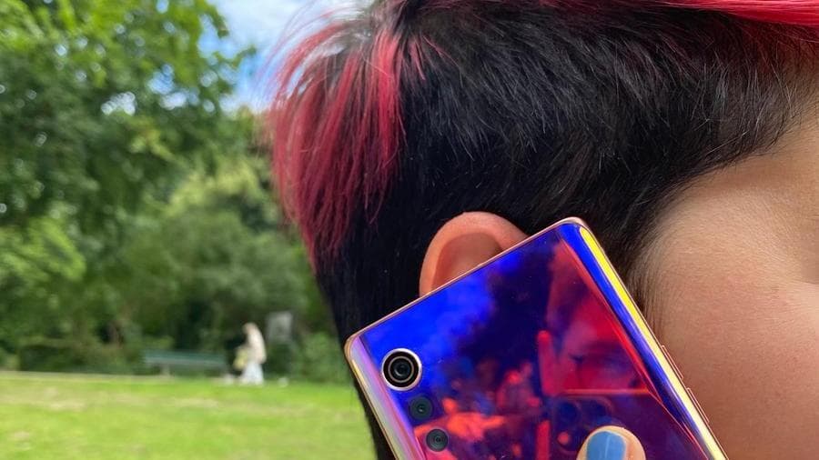 Custodia Ibrida A Doppio Strato Con Cavalletto Per LG Velvet 5G - Protezione Antiurto, Morbida Interno, Rigida Esterno, Blu