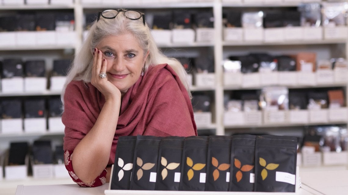 Francesca Giorgetti nel suo negozio di Milano