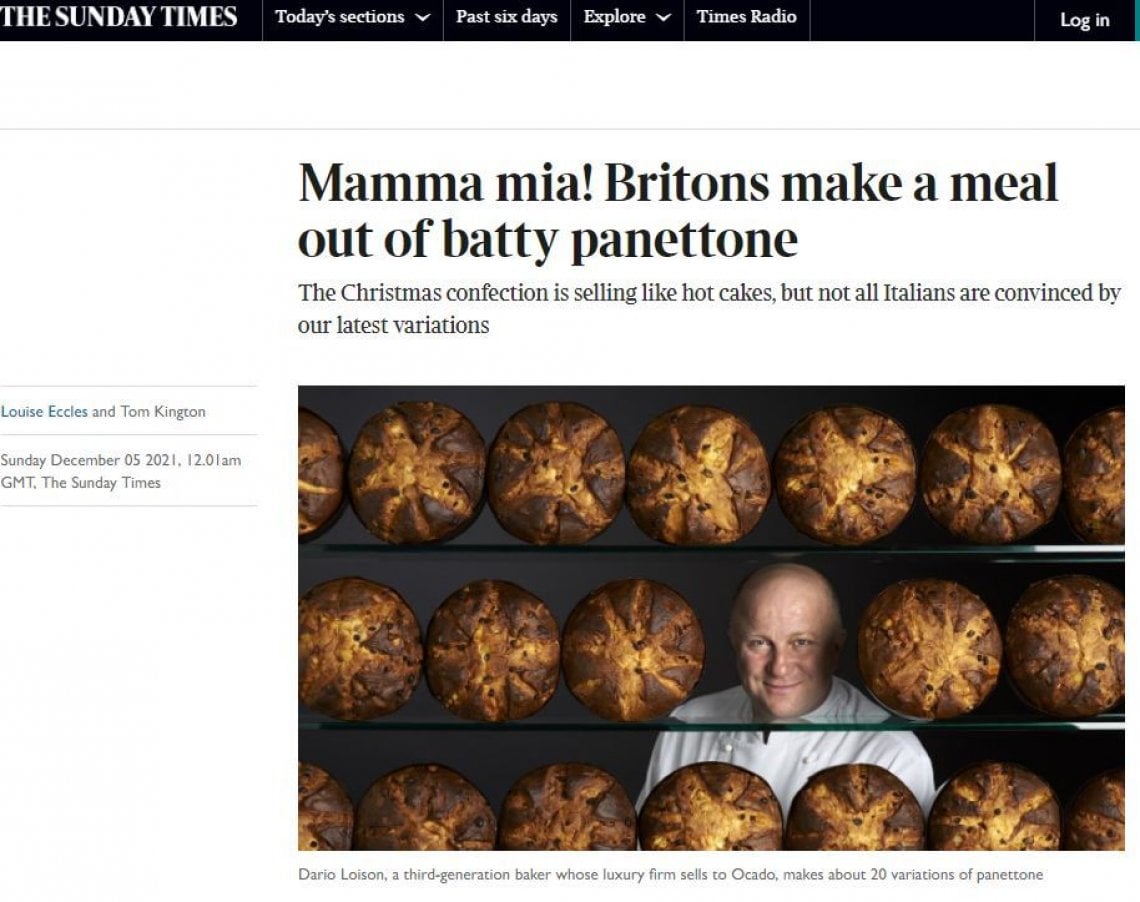 Ecco lo screenshot del pezzo apparso domenica 5 dicembre sul Sunday Times i&igrave;nel Regno Unito