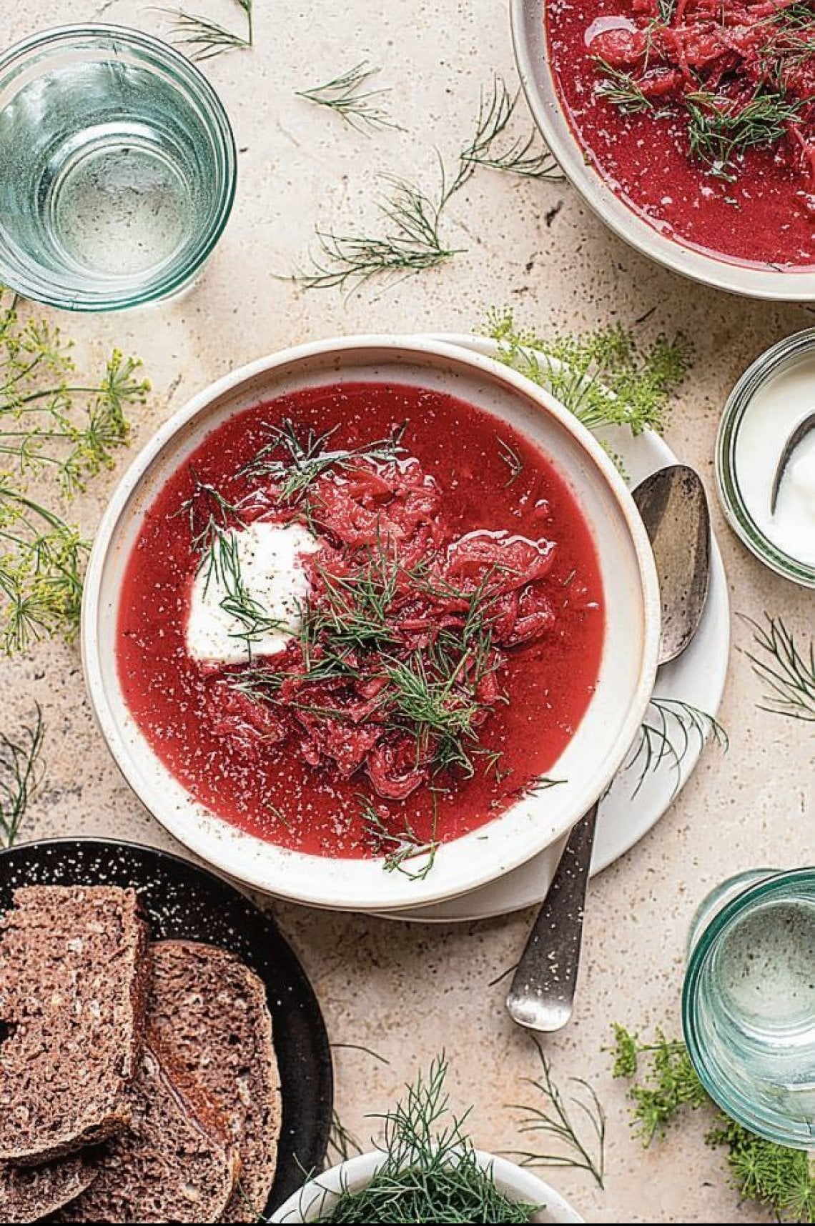 Il borsch, zuppa a base di carne, barbabietole e panna acida (@Stock Food)