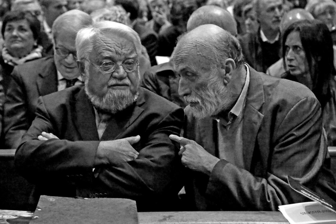 Carlo Petrini con&nbsp;Enzo Bianchi
