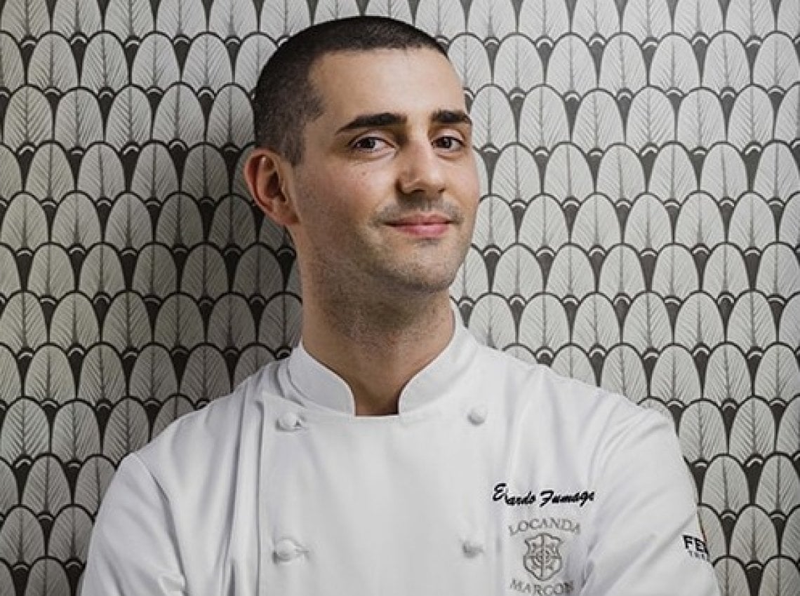 Lo chef Edoardo Fumagalli della Locanda Margon delle Cantine Ferrari Gruppo Lunelli