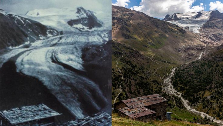 Il confronto fotografico sul ghiacciaio di Forni in Alta Valtellina