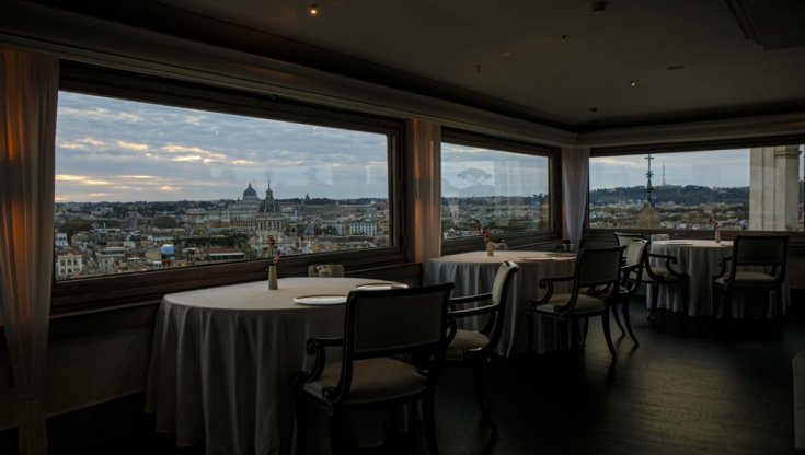 La sala con vista su Roma dell'Imago (foto del servizio di Alberto Blasetti)