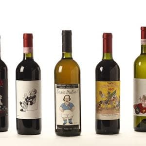 Dalle bottiglie per Italia 90 al vino toscano, quando Forattini si divertiva a disegnare etichette