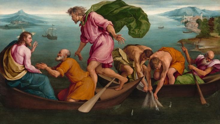 Sant'Andrea, protettore dei pescatori, nel dipinto "La Pesca miracolosa" di Jacopo Bassano