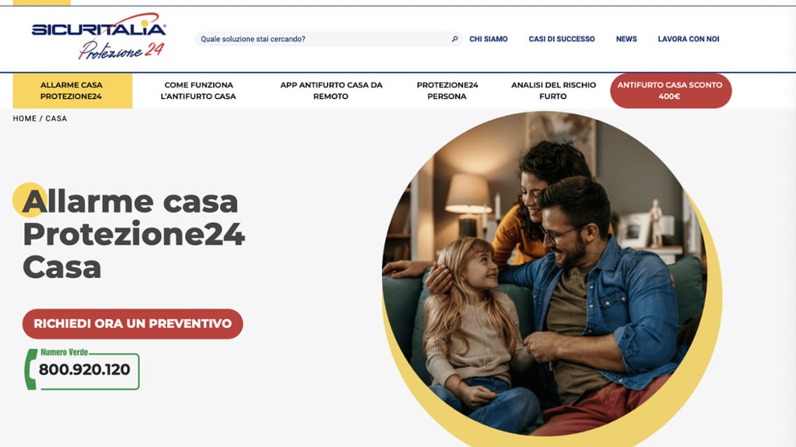 Schermata del servizio offerto da Sicuritalia