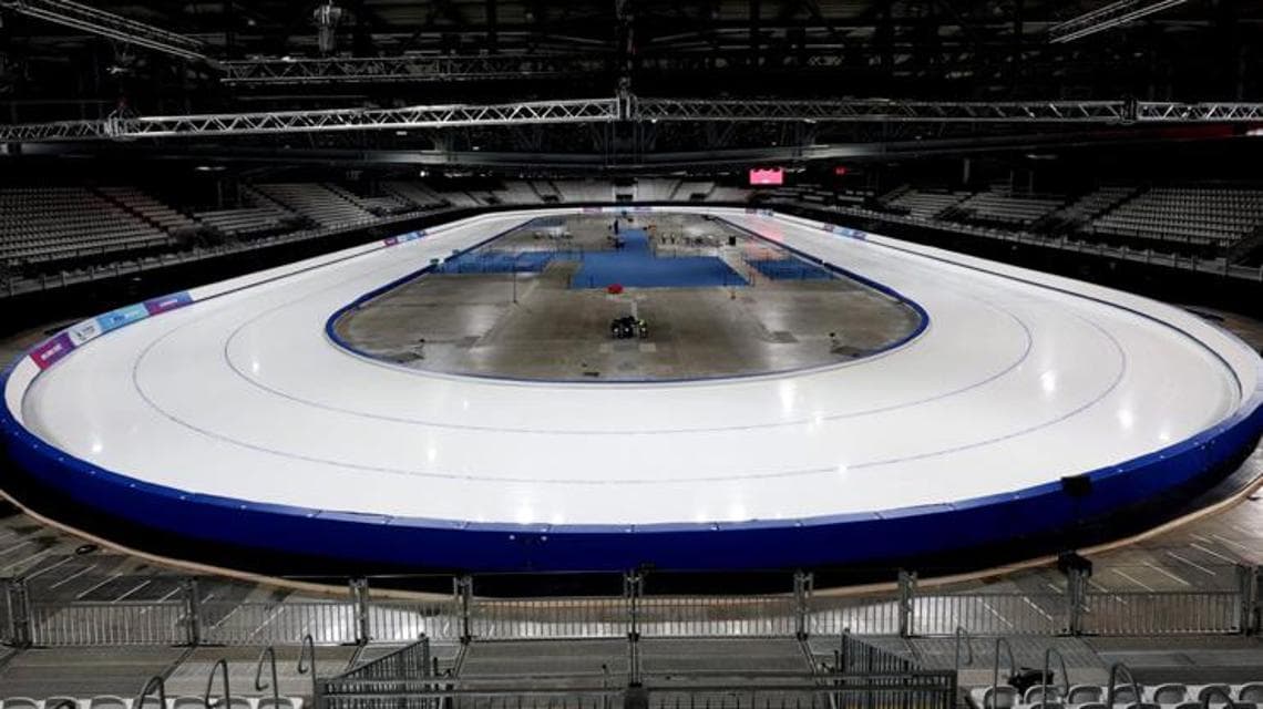 Il Milano Speed Skating Stadium a Rho Fiera dove si terranno le gare di pattinaggio di velocità: un'altra struttura temporanea come la pista per l'hockey