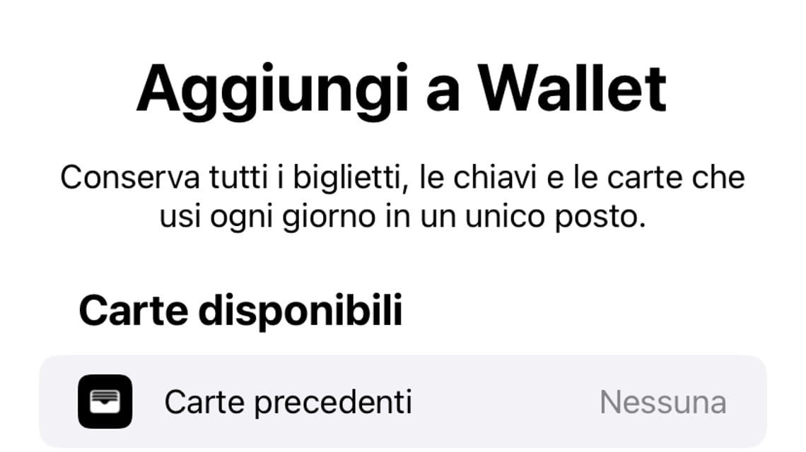 Interfaccia per aggiungere una nuova carta di debito su Wallet