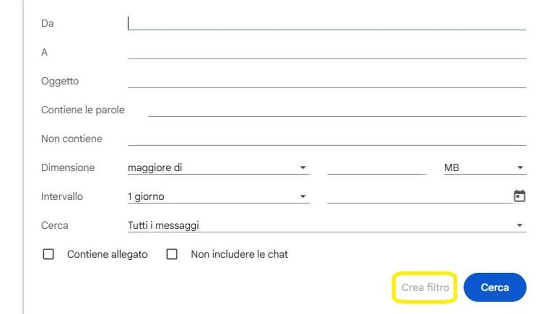 Su Gmail si può aggiungere un filtro manuale