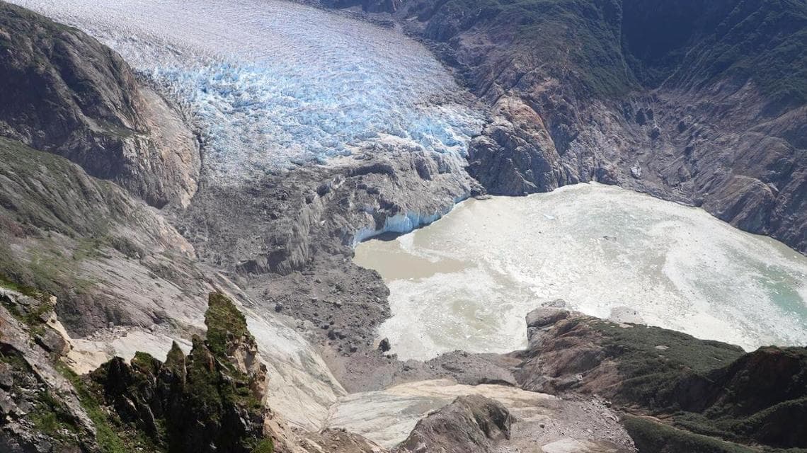 Tracy Arm Fiyordu, Alaska, 10 Ağustos 2025'teki toprak kaymasının ardından (fotoğraf: USGS)