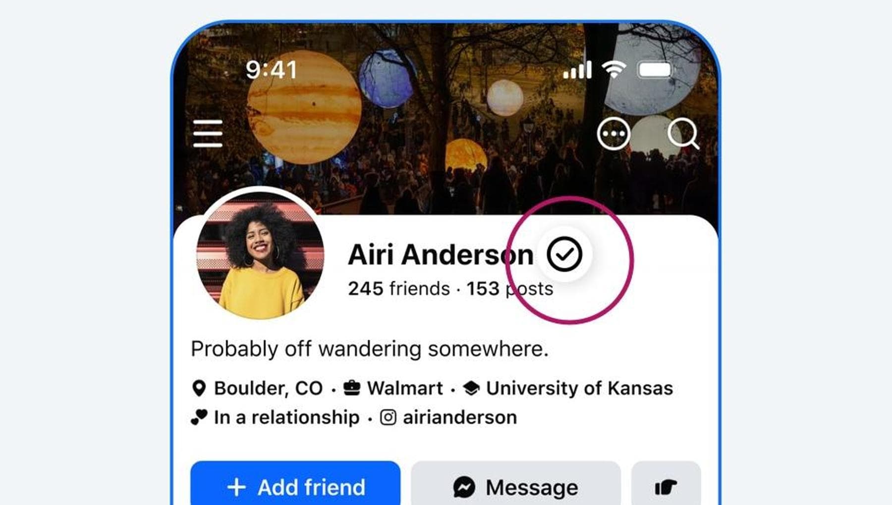 Facebook Onaylı, çek gerçek kişileri tanımak için geliyor