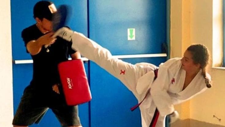 Chiara in uno dei suoi allenamenti di taekwondo