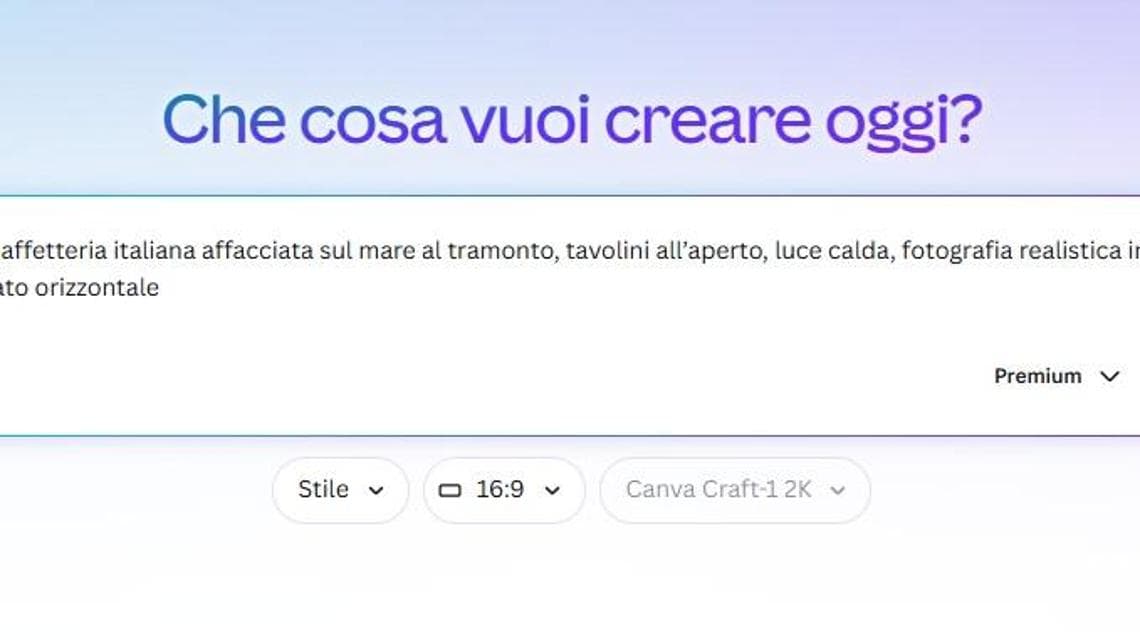 Qui si scrive il prompt per creare l'immagine