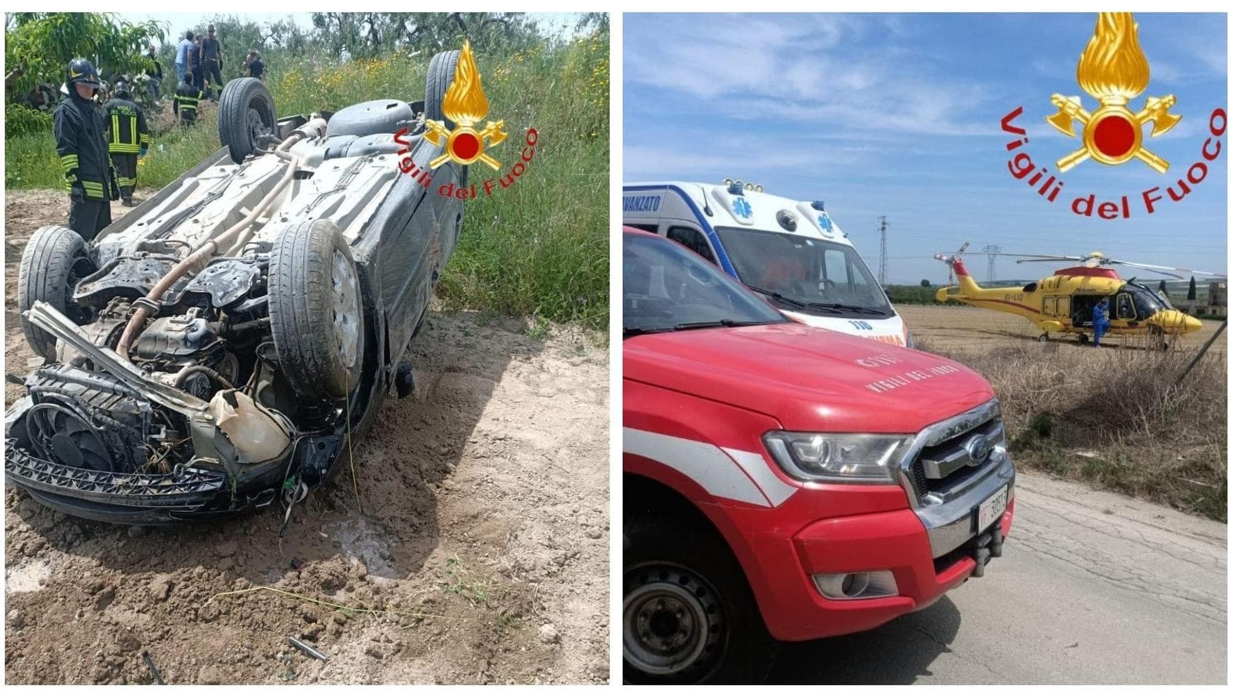 Auto finisce fuori strada e si ribalta: gravi un uomo di 29 anni e una ...