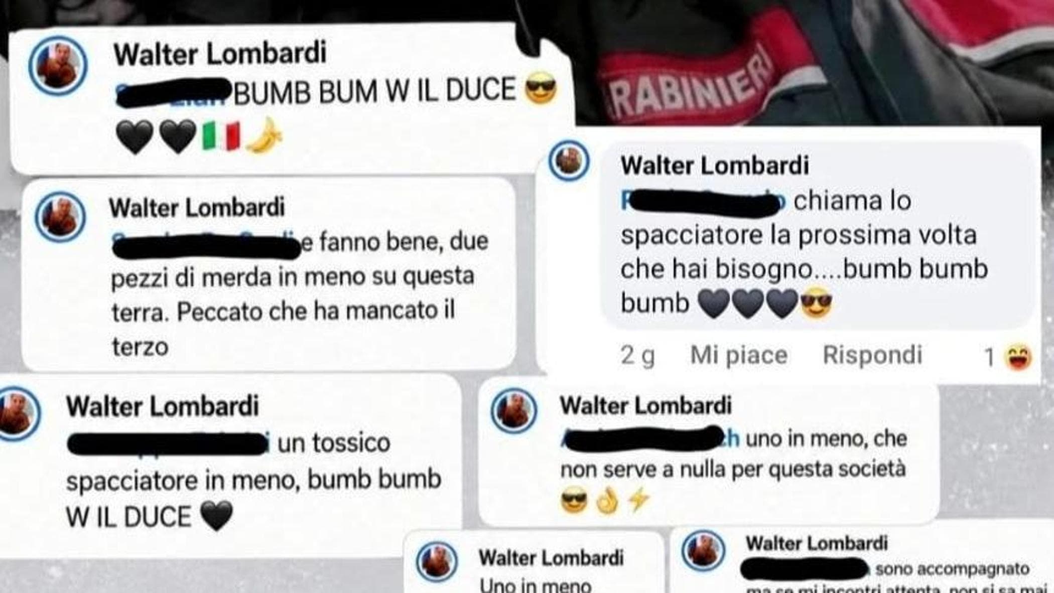 Morte Fakir, Begaj denuncia il carabiniere sovranista che scrive: “Uno in meno”