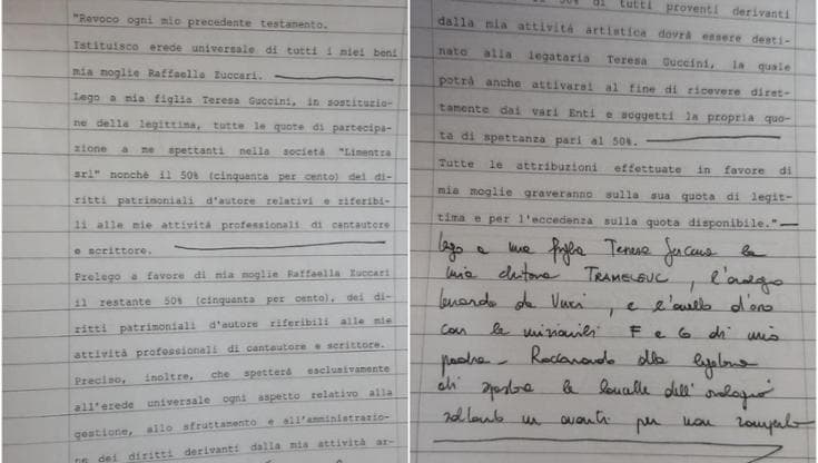 Guccini, il secondo testamento: erede universale la moglie, alla figlia il 50% dei diritti d’autore