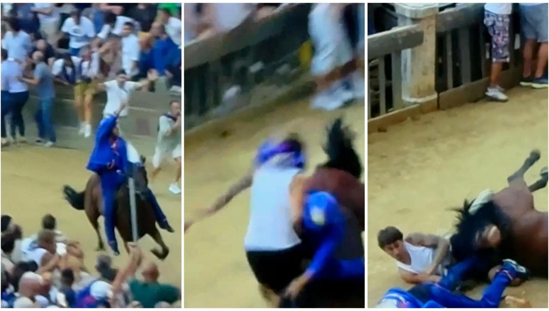 Palio di Siena, vince il Nicchio. Tittia trionfa ancora, poi cade e finisce in ospedale