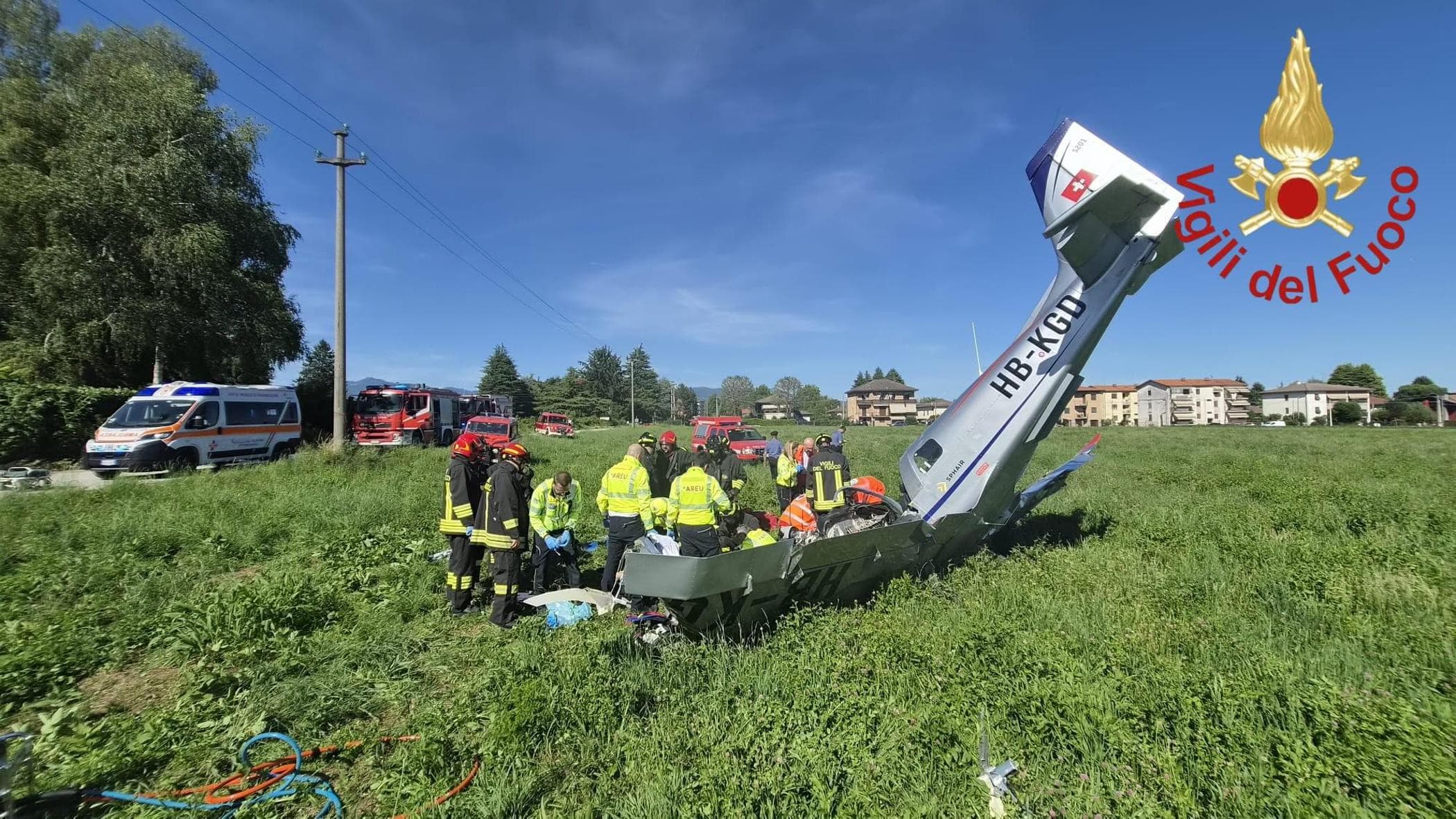 Cade un areo da turismo nel Comasco: gravissimi due uomini di 55 e 66 anni