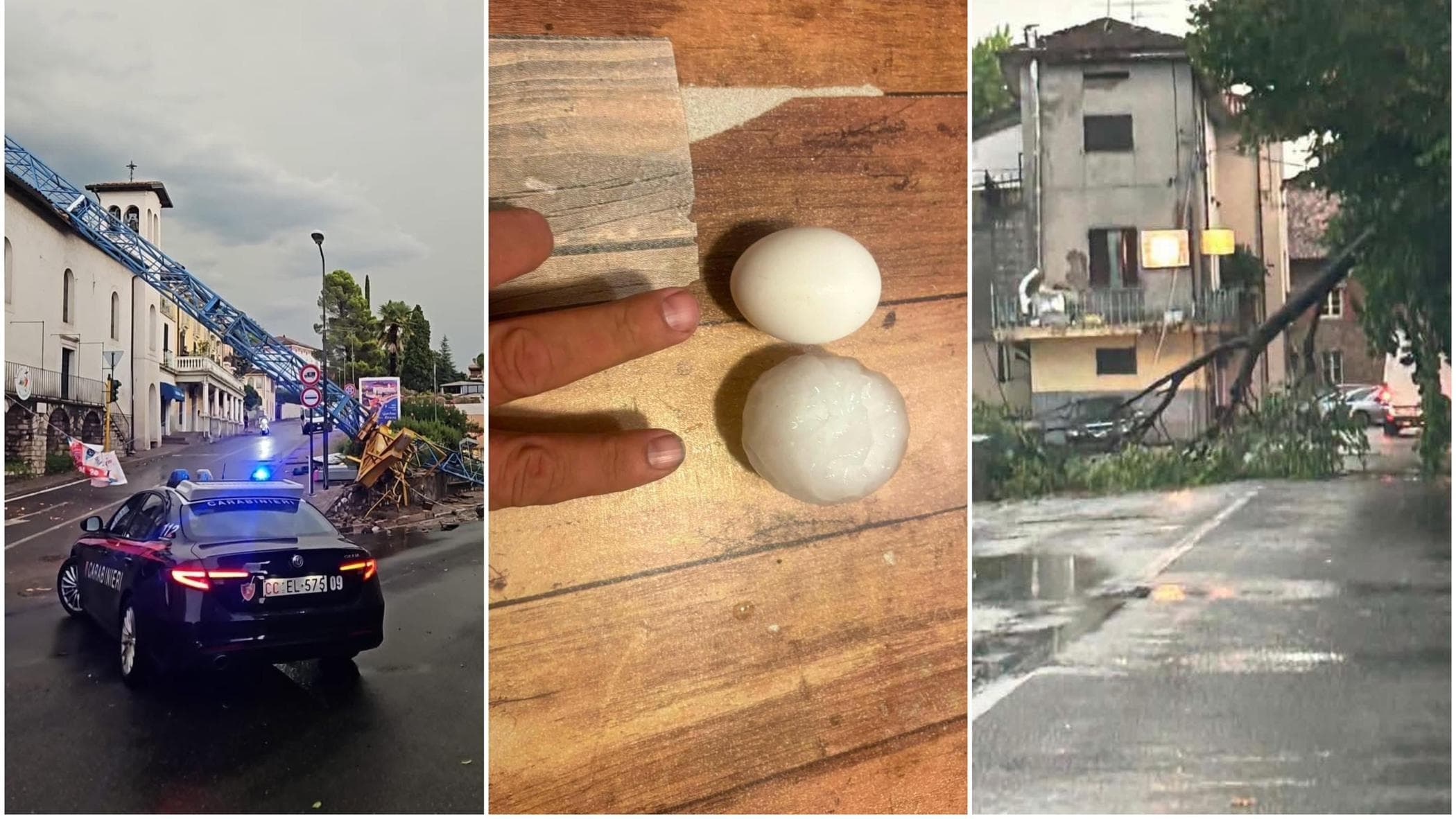 Maltempo in Lombardia: grandine come uova in Brianza, crolla una gru nel Bresciano