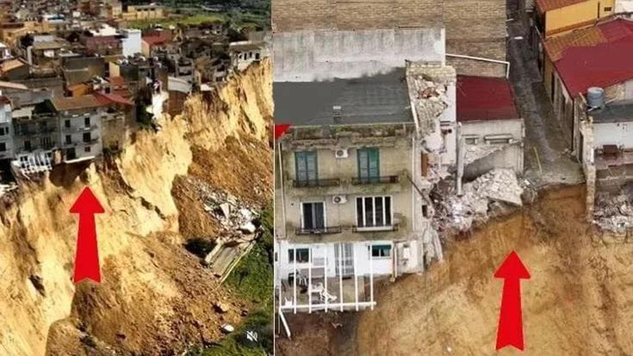 Nuova frana a Niscemi, crolla palazzina in bilico. La pioggia non si ferma
