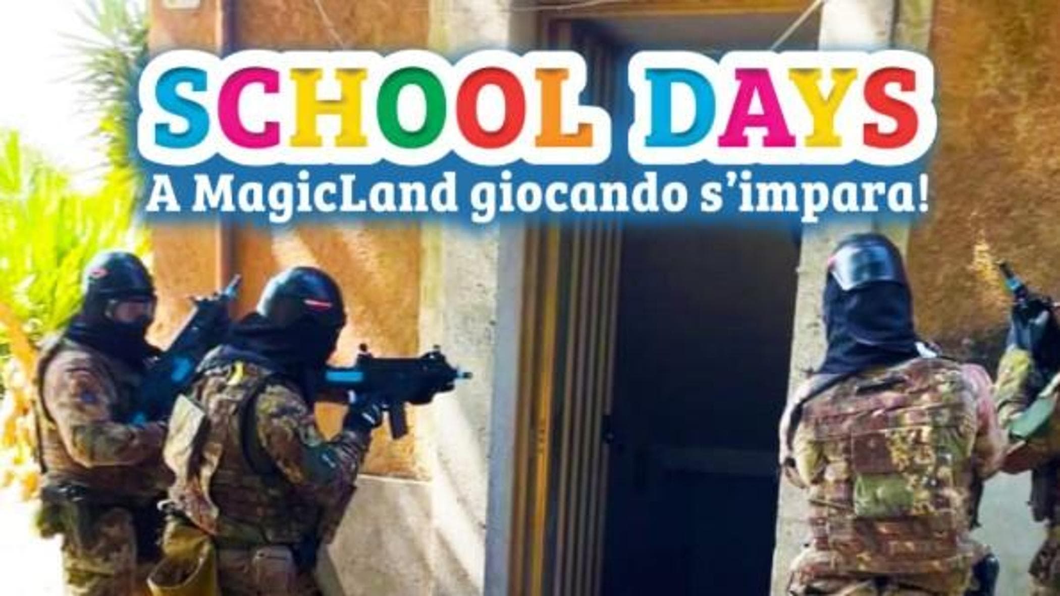 I bimbi delle elementari a lezione di irruzione con i militari: bufera sul parco MagicLand