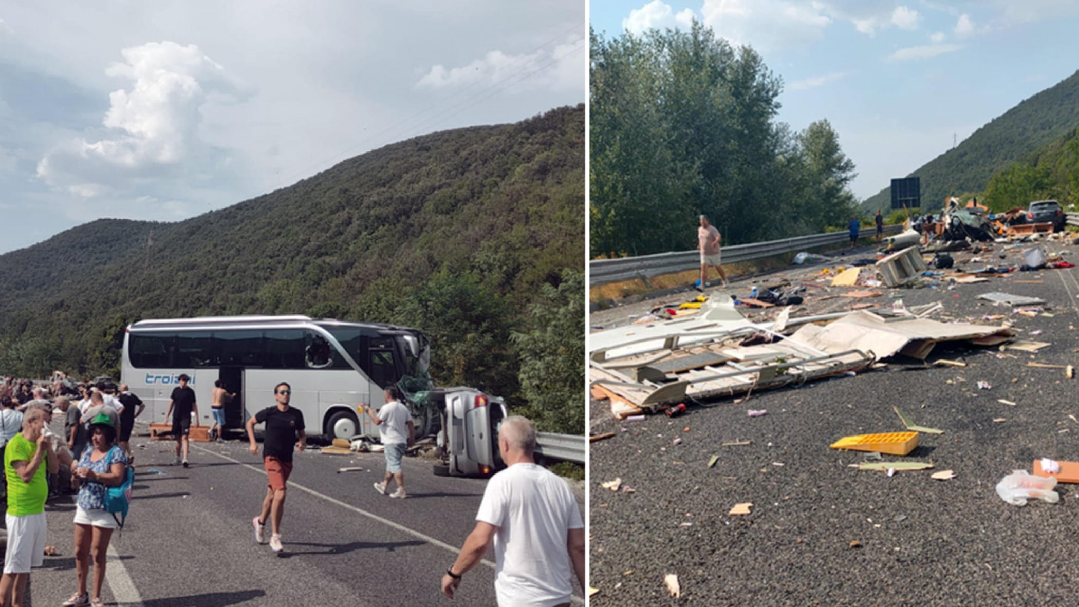 Cinque morti e 27 feriti nello schianto tra Terni e Rieti: coinvolti pullman, camper e tre auto
