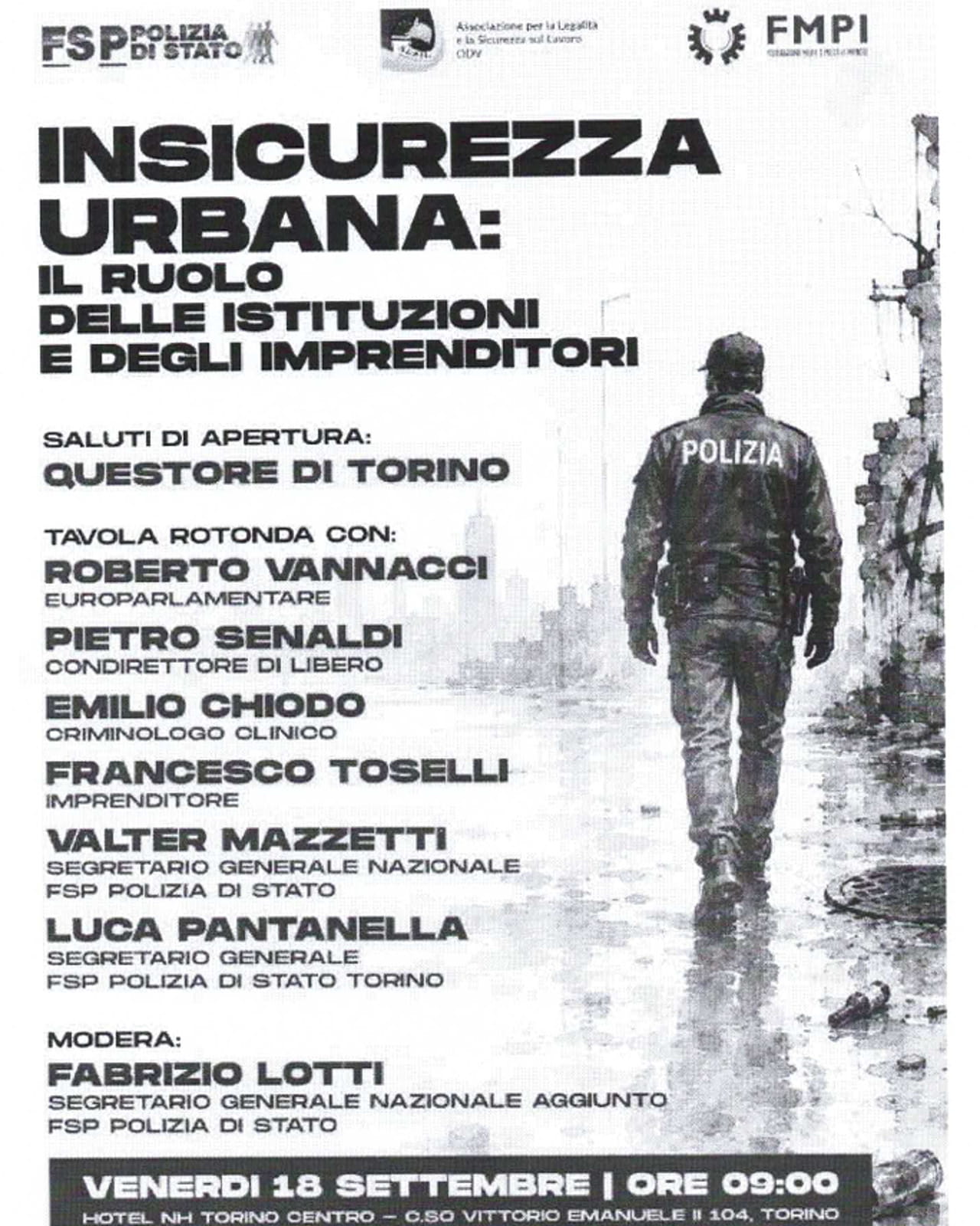 La locandina del "seminario" inviata dalla Questura il 7 settembre