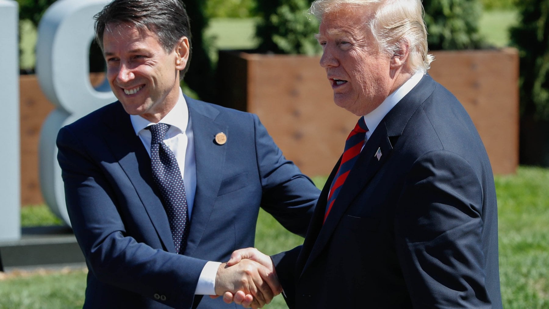 Il premier italiano Giuseppe Conte con il presidente Usa Donald Trump