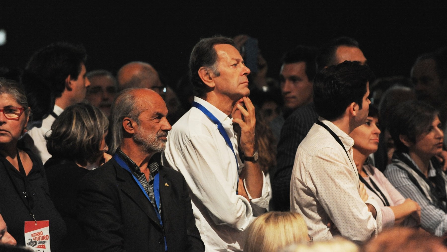 L&rsquo;avvocato Alberto Bianchi, 65 anni, al centro della foto con la camicia bianca all&rsquo;ultima edizione della Leopolda, il meeting ideato da Matteo Renzi