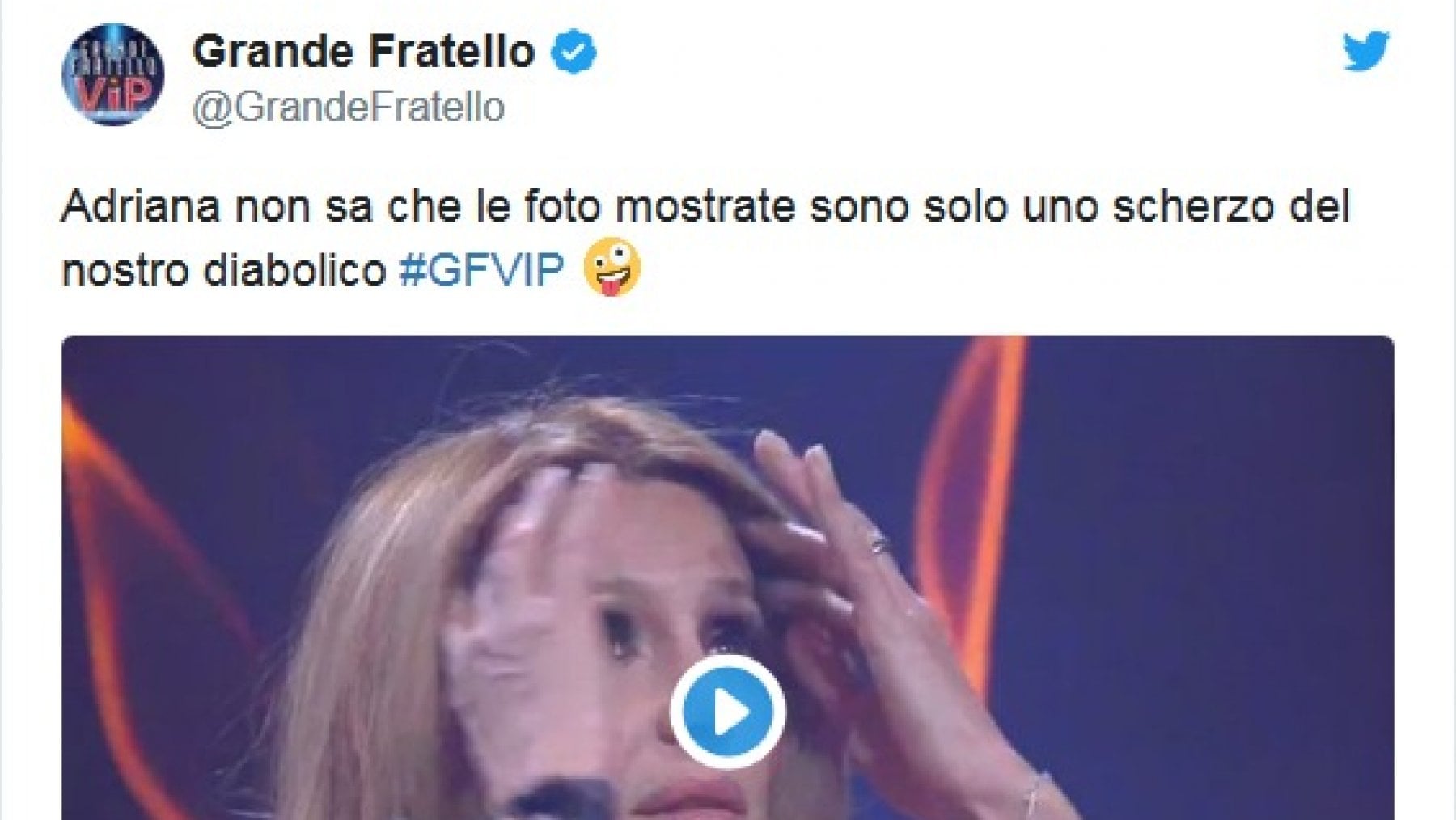 Adriana Volpe al Grande Fratello Vip: in una puntata le &egrave; stato mostrato un finto tradimento del marito