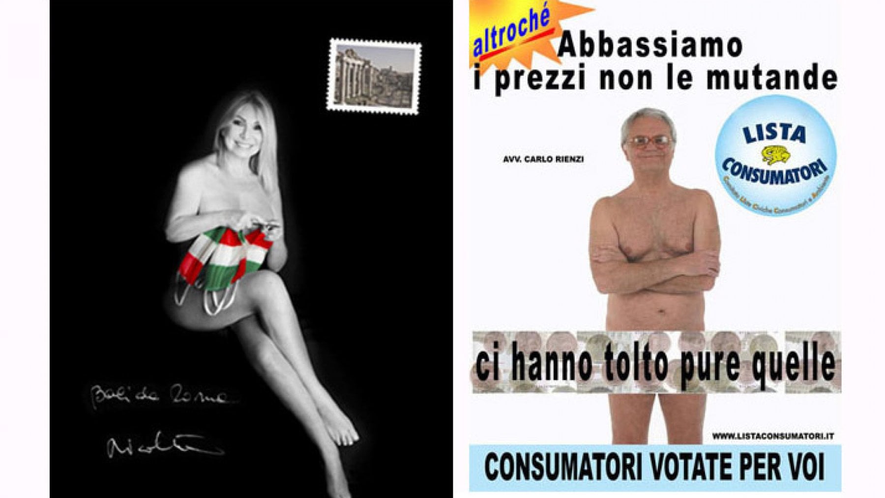 Una delle 12 modelle del calendario 2021 del Codacons.&nbsp;A destra, Carlo Rienzi, presidente dell&rsquo;associazione