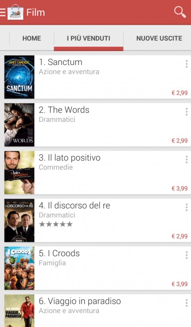 Google, anche il cinema sul Play Store