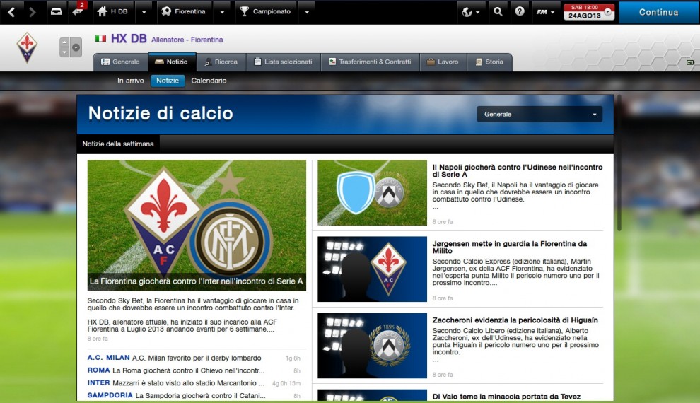Football Manager 2014 tra allenatori e mercato