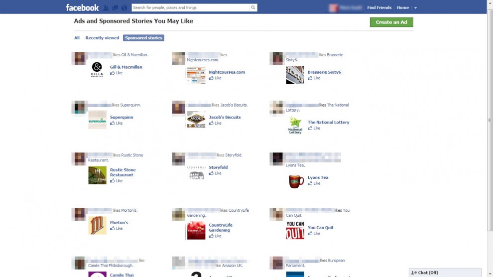 Facebook, quanti "Mi piace" tra la pubblicit&agrave;