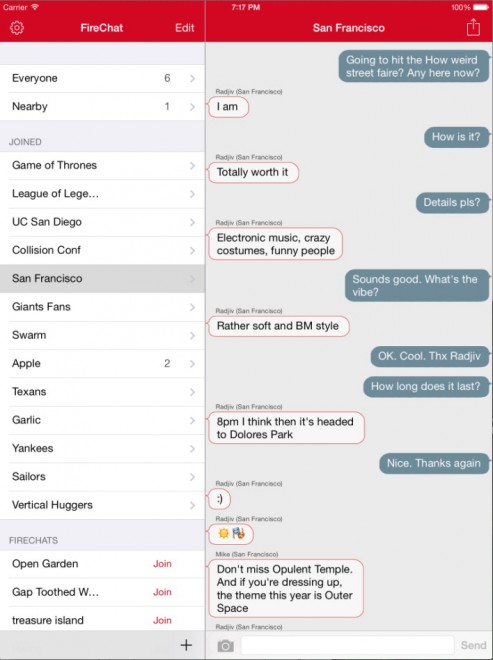 Fire Chat, l&rsquo;app per chattare anche offline