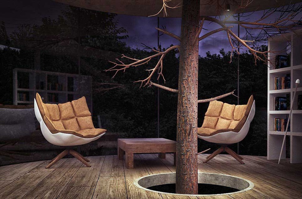 Kazakistan, la casa intorno all'albero: design nella foresta