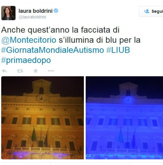 Autismo, le città si illuminano di blu