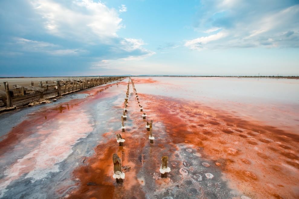 Crimea, miracoli della natura: il lago si tinge di rosa