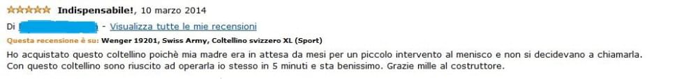 Coltellino svizzero XL in vendita su Amazon, le recensioni sono esilaranti