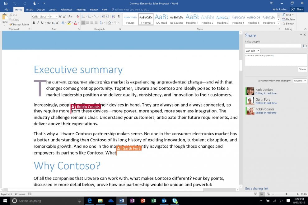 Microsoft Office 2016, il lavoro diventa condivisione