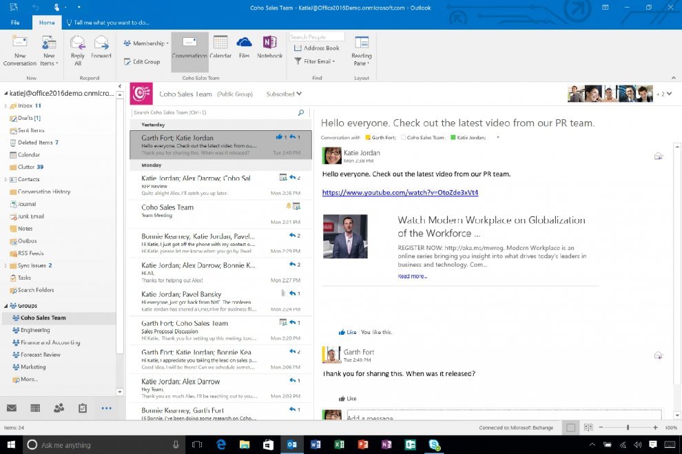 Microsoft Office 2016, il lavoro diventa condivisione