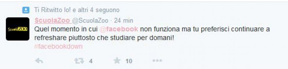 Facebook bloccato, l'ironia degli utenti su Twitter