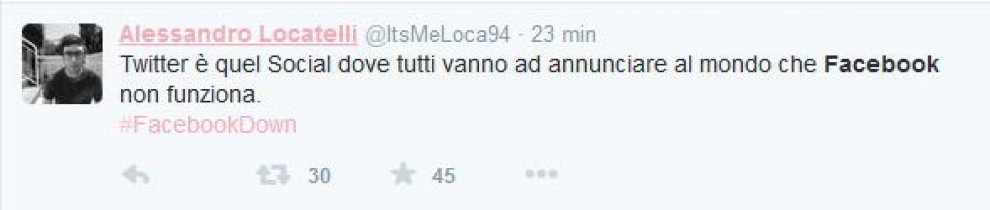Facebook bloccato, l'ironia degli utenti su Twitter