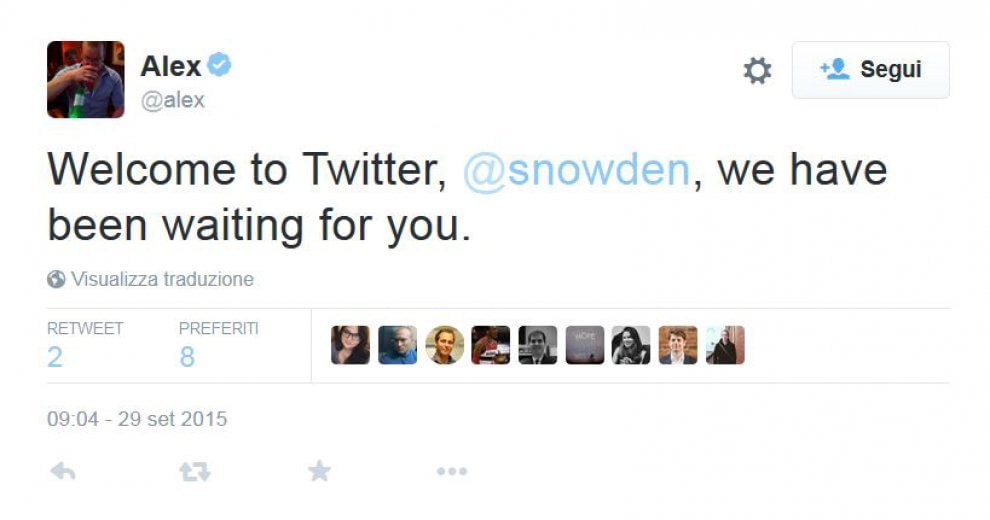 Edward Snowden approda su Twitter: migliaia di follower in poche ore
