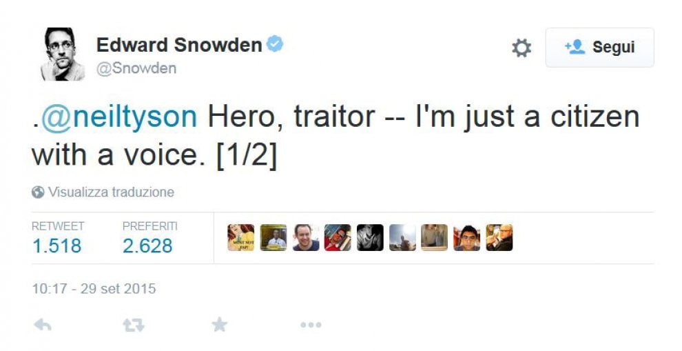 Edward Snowden approda su Twitter: migliaia di follower in poche ore
