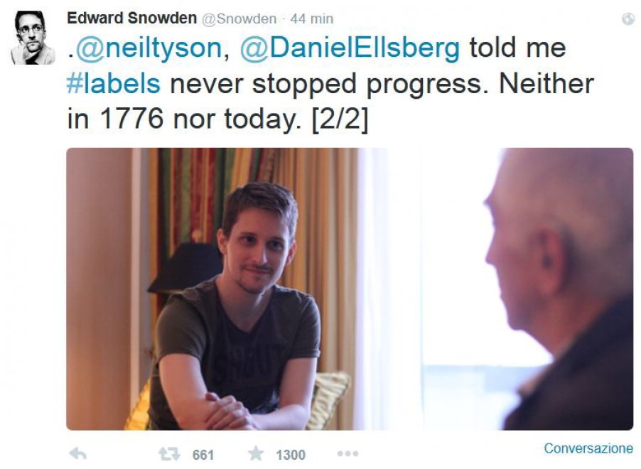 Edward Snowden approda su Twitter: migliaia di follower in poche ore