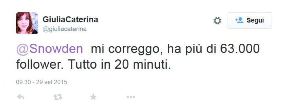 Edward Snowden approda su Twitter: migliaia di follower in poche ore