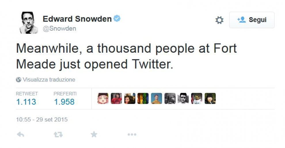 Edward Snowden approda su Twitter: migliaia di follower in poche ore