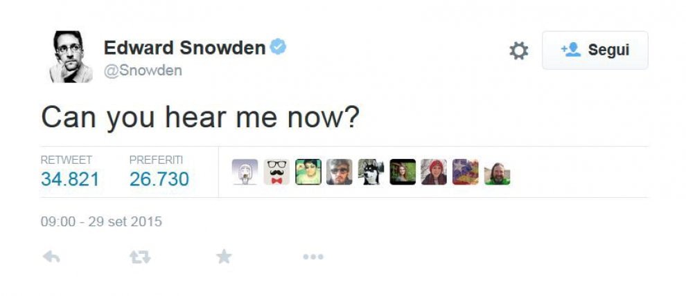 Edward Snowden approda su Twitter: migliaia di follower in poche ore